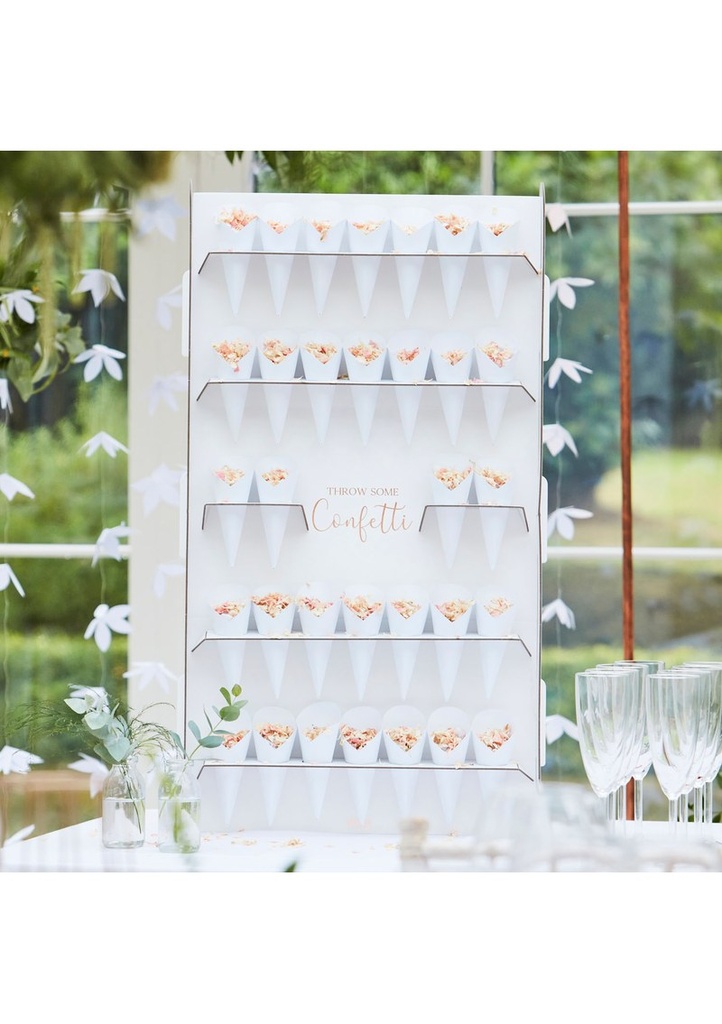 [BR-333] Wedding Confetti Cone Holder Stand & Cones - 42cm x 77cm