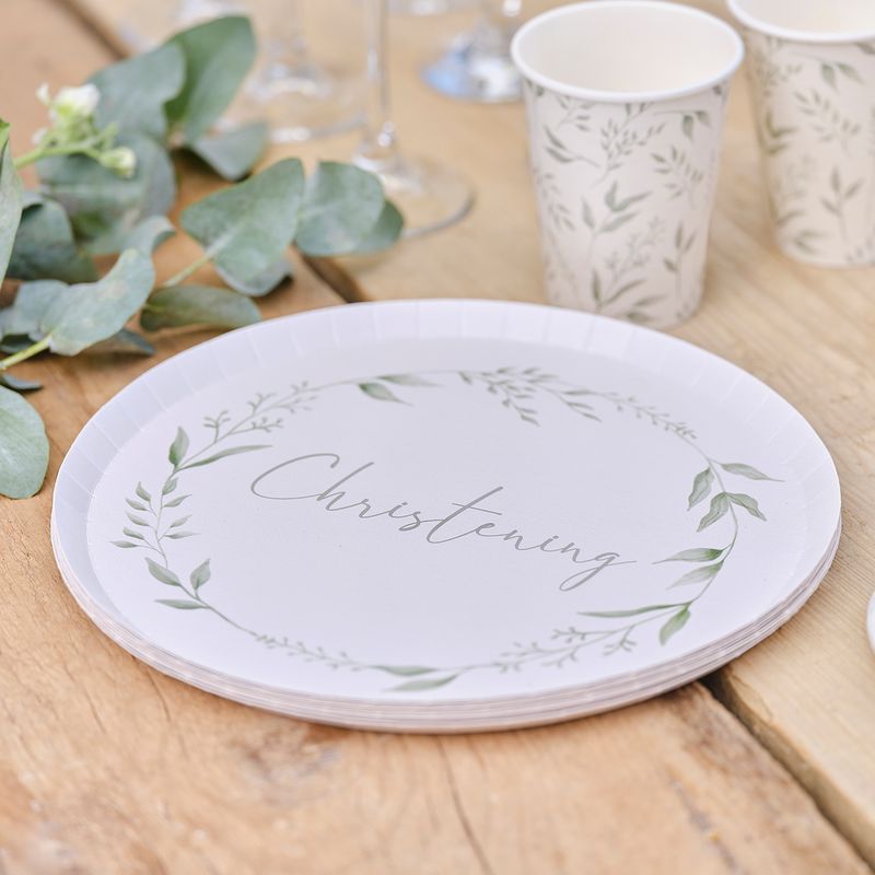 [CT-106] Botanical Christening 25cm Paper Plates - 8pk
