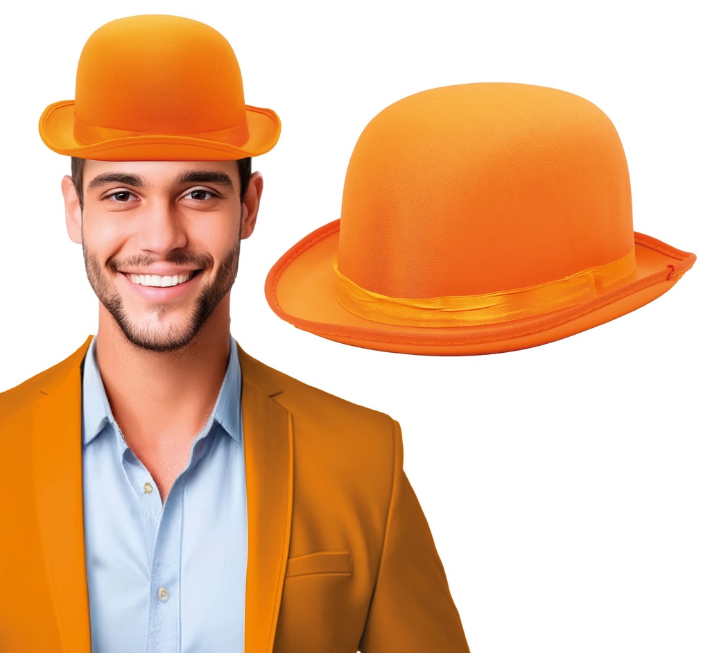 Bowler Hat With Adjustable Inner Band – Orange