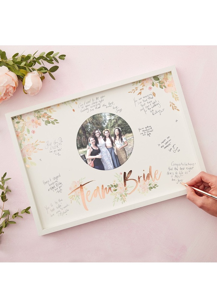 Floral Team Bride Hen Party Guest Book Frame - 32cm x 44cm