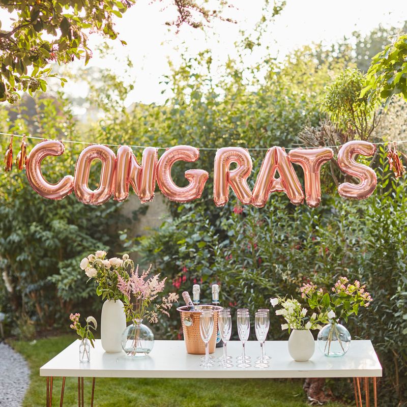 Congrats Rose Gold Congratulations Foil Balloon Bunting