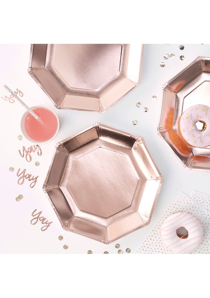 Rose Gold Paper Plates 25cm - 8pk
