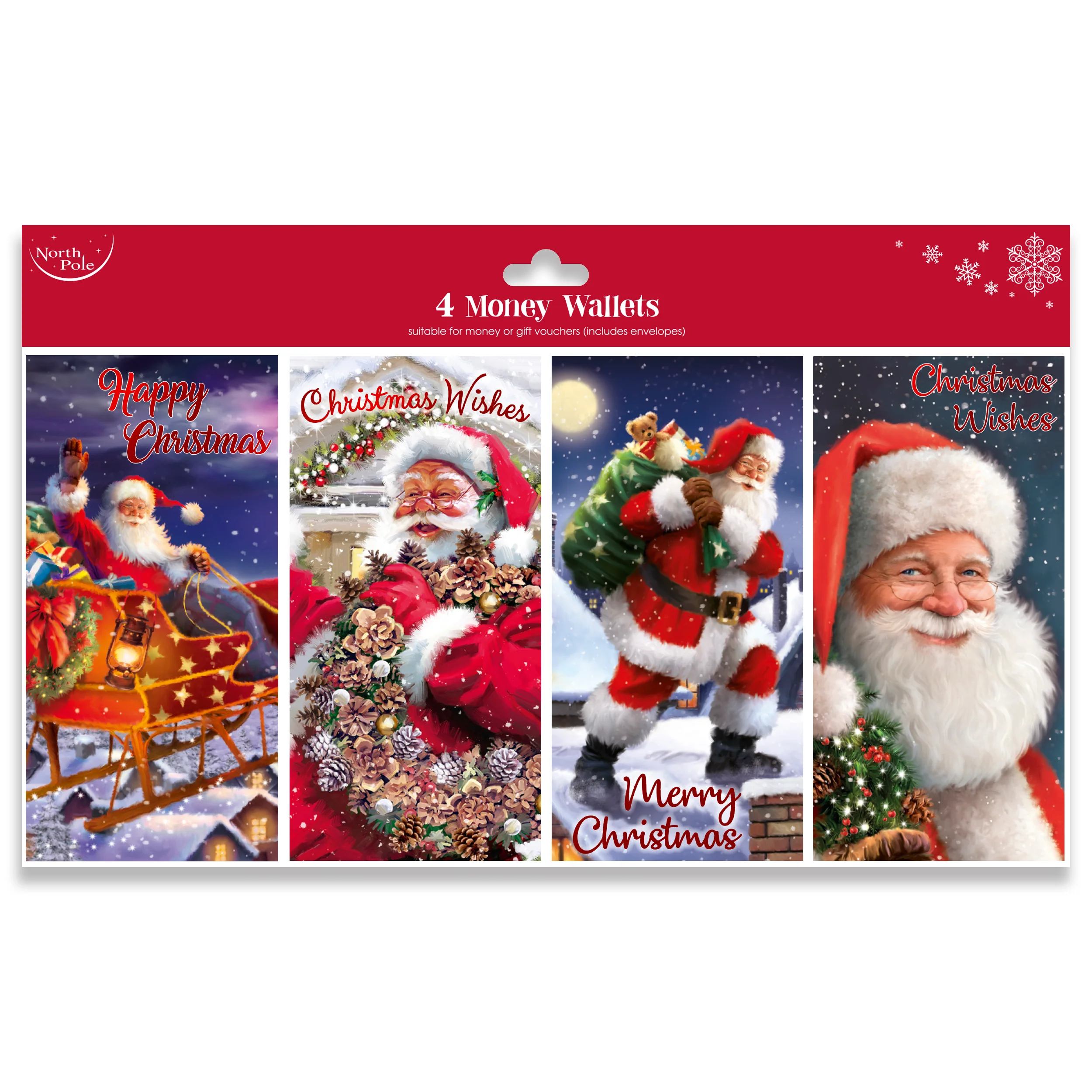 Christmas Money Wallet Cards - 4pcs