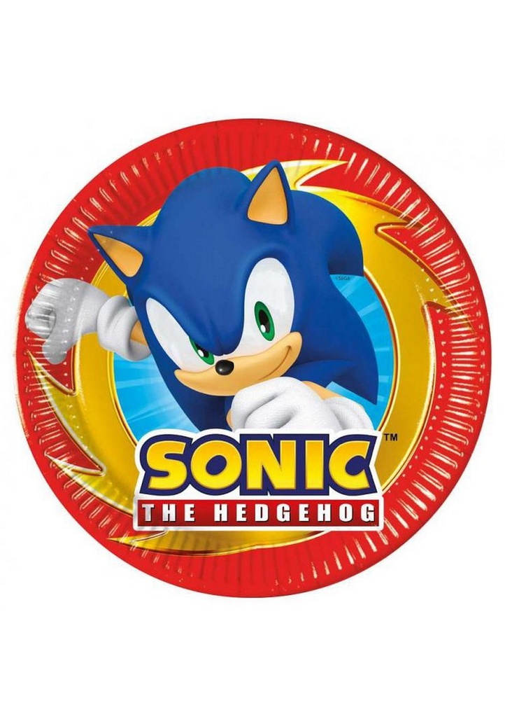 Sonic Party FSC Paper Plates 20cm - 8 pk