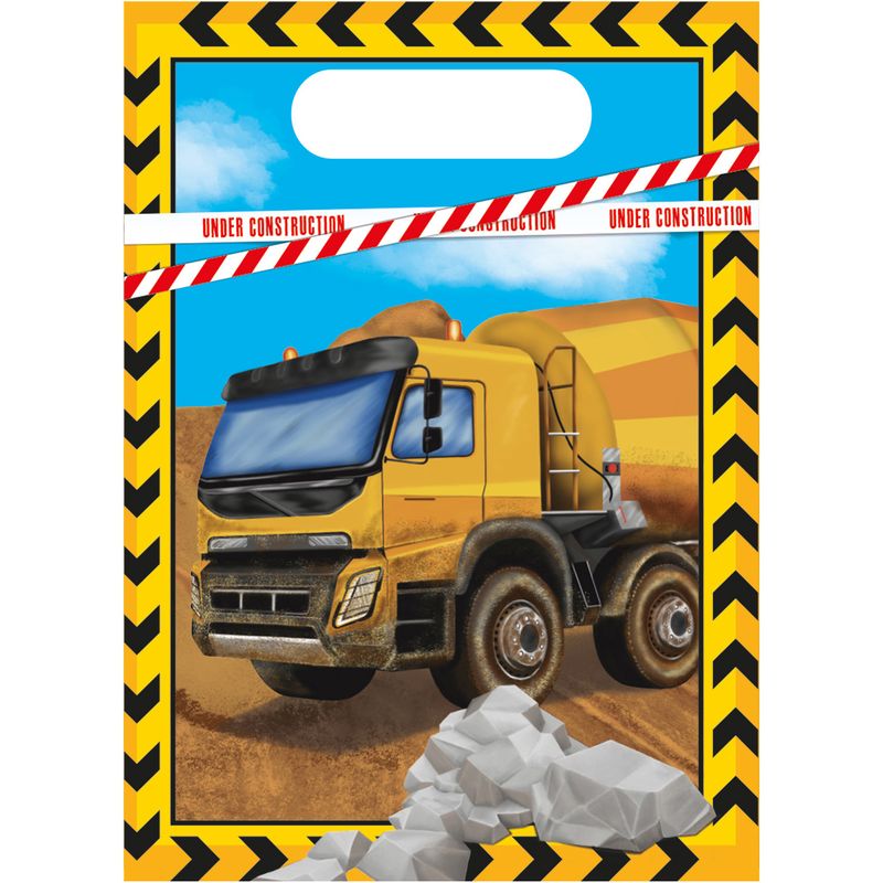 Construction Plastic Party Bags - 6pk