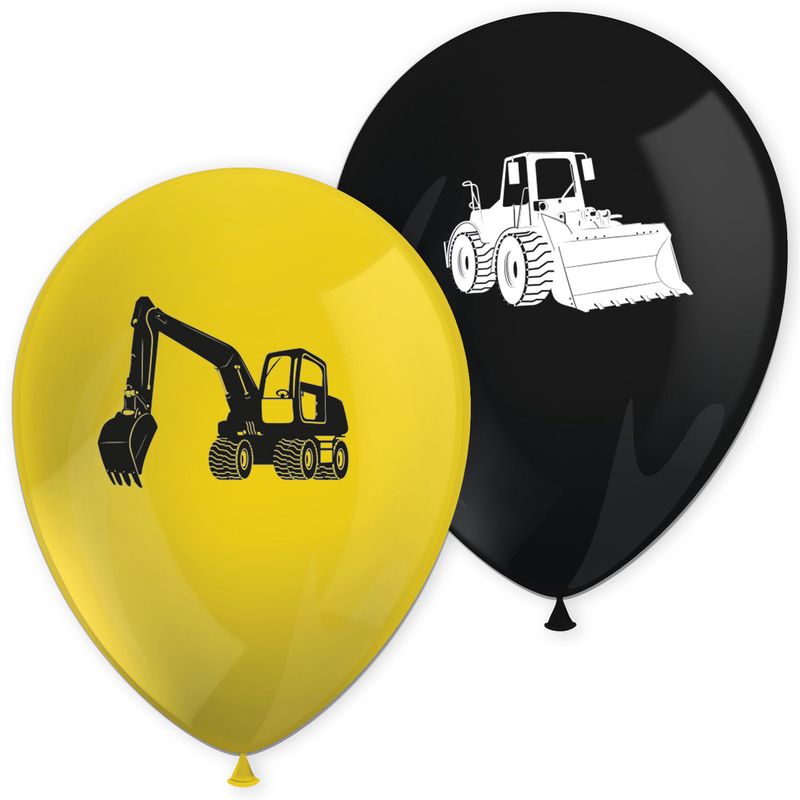 Construction Printed Latex Balloons - 8pk