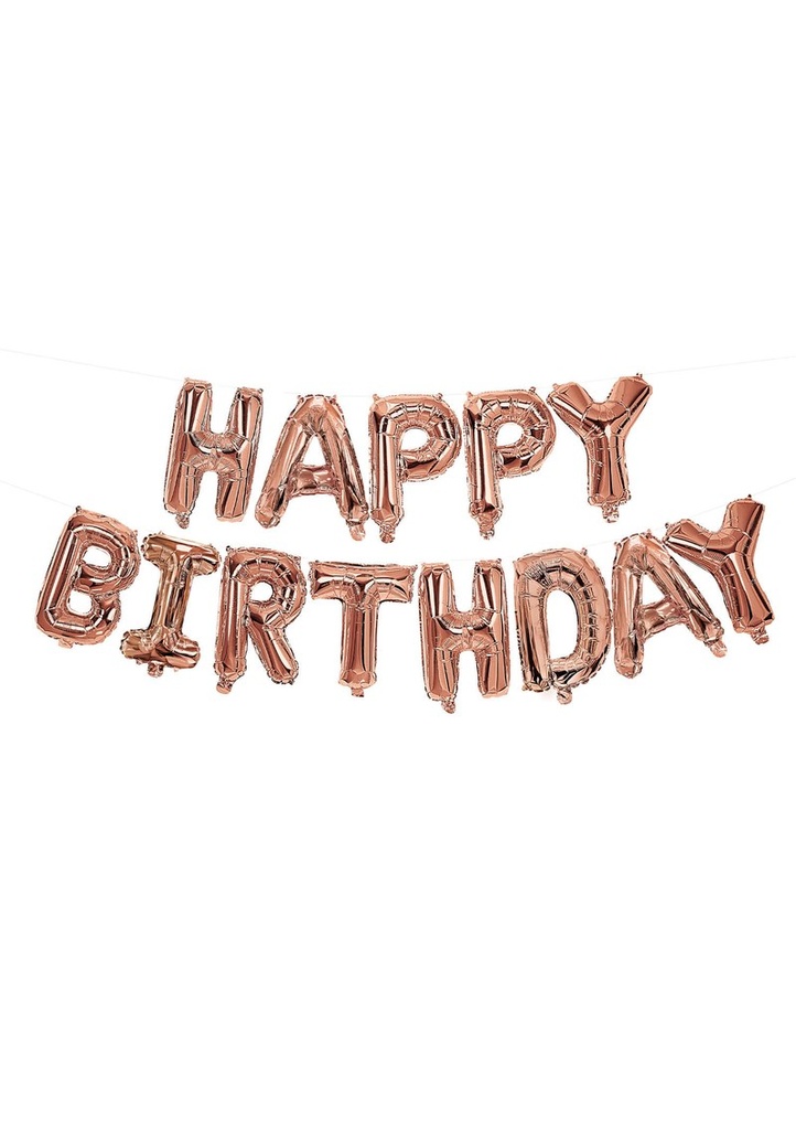 Party Essentials "Happy Birthday" Rose Gold Foil Balloons - 1pk