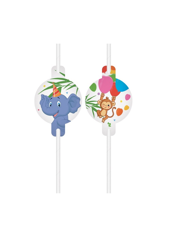 Jungle Balloons FSC Medallion Paper Drinking Straws - 4pk