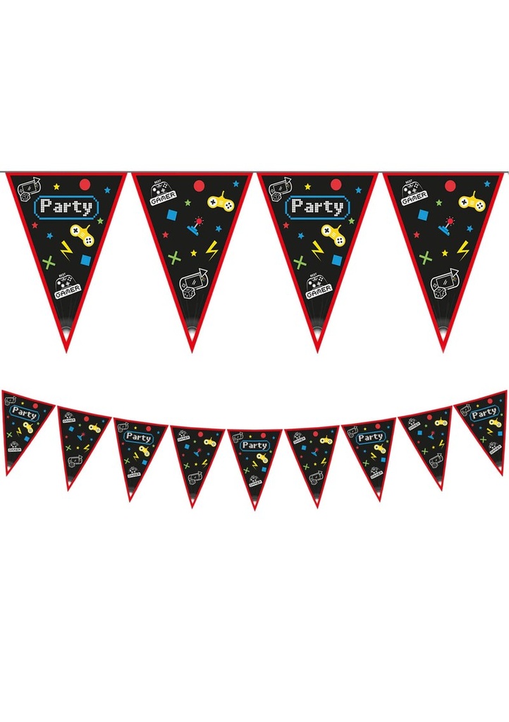 Gaming Party FSC Paper Flag Banner (9 flags) - 1pk