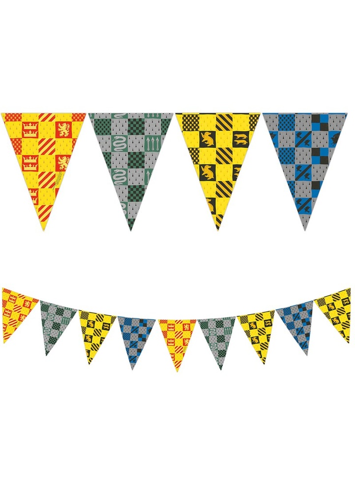 [93377] Harry Potter FSC Paper Triangle Flag Banner (9 flags) - 1pk