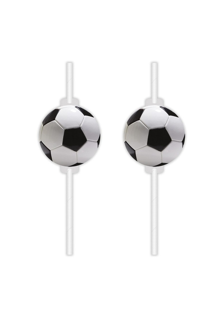 Football Party Medallion Paper Drinking Straws - 4pk