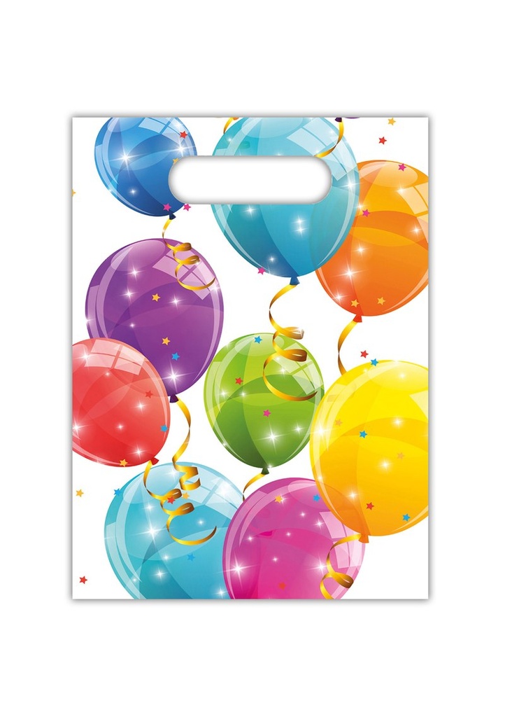 Sparkling Balloons Plastic Party Bags - 6pk