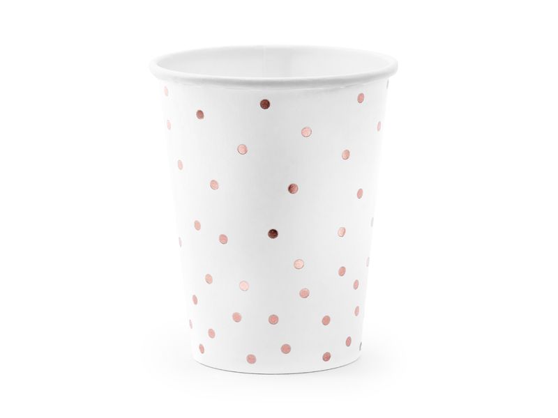 Cups Polka Dots, White, 260ml (1pkt / 6pc)