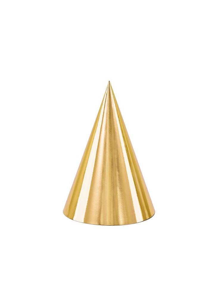[CZAP6-019M] Party Hats, Gold, 16cm (1pkt / 6pc)