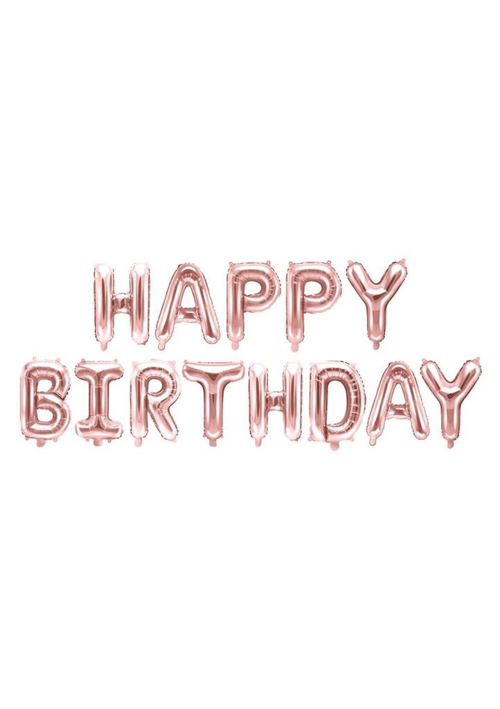 Foil Balloon Happy Birthday, 340x35cm, Rose Gold