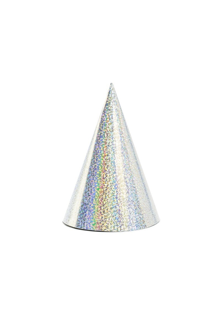 [CZAP6-018] Holographic Party Hats, Silver, 16cm (1pkt / 6pc)