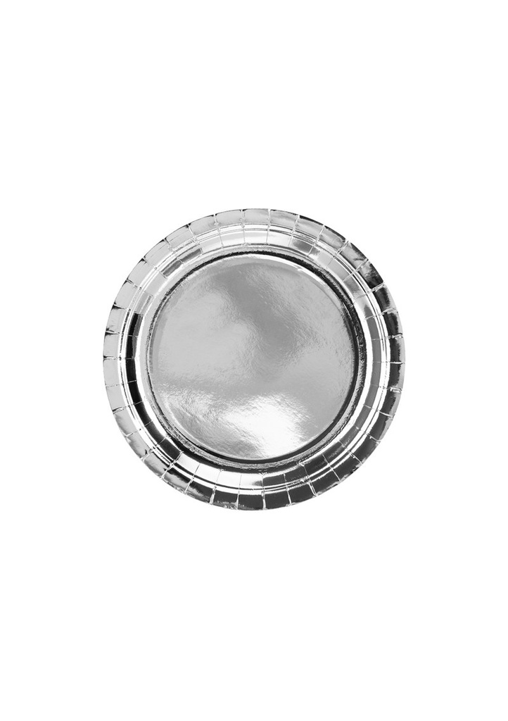 Round Plates, Silver, 23cm (1pkt / 6pc)