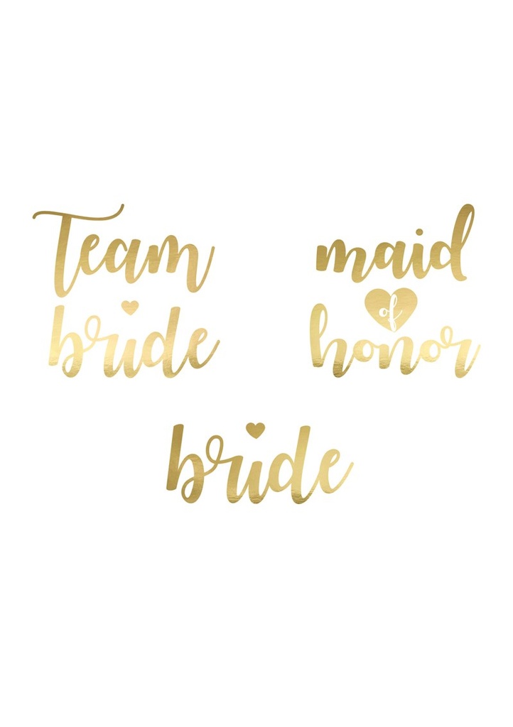 Temporary Tattoos Bachelorette Party, Gold (1pkt / 13pc)