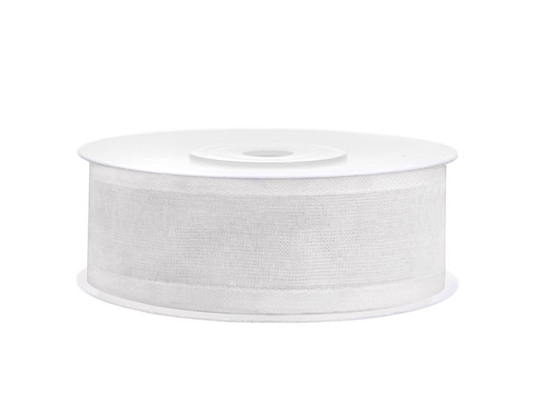 Chiffon Ribbon, White, 25mm (Sold Per Metre)