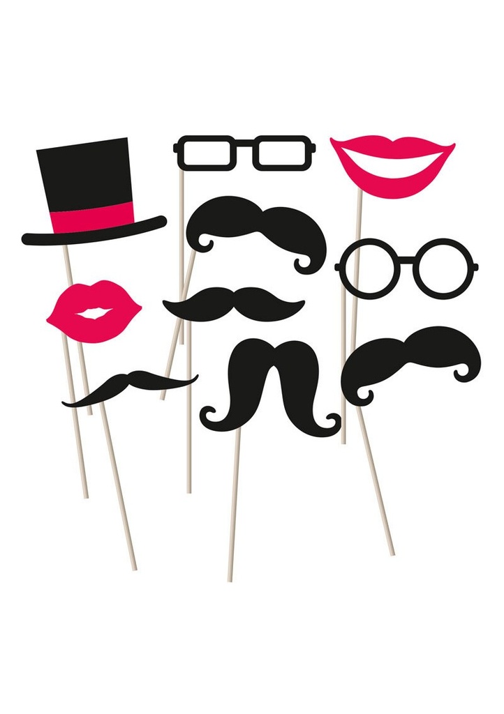 [998557] Photo Booth Kit Moustache - 10pk