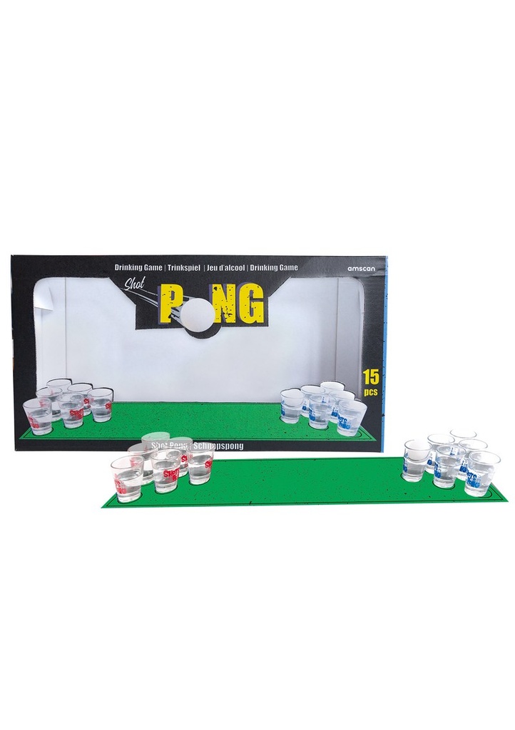 Drinking Game Shot Pong with 1 Mat 12 Glasses & 2 Balls