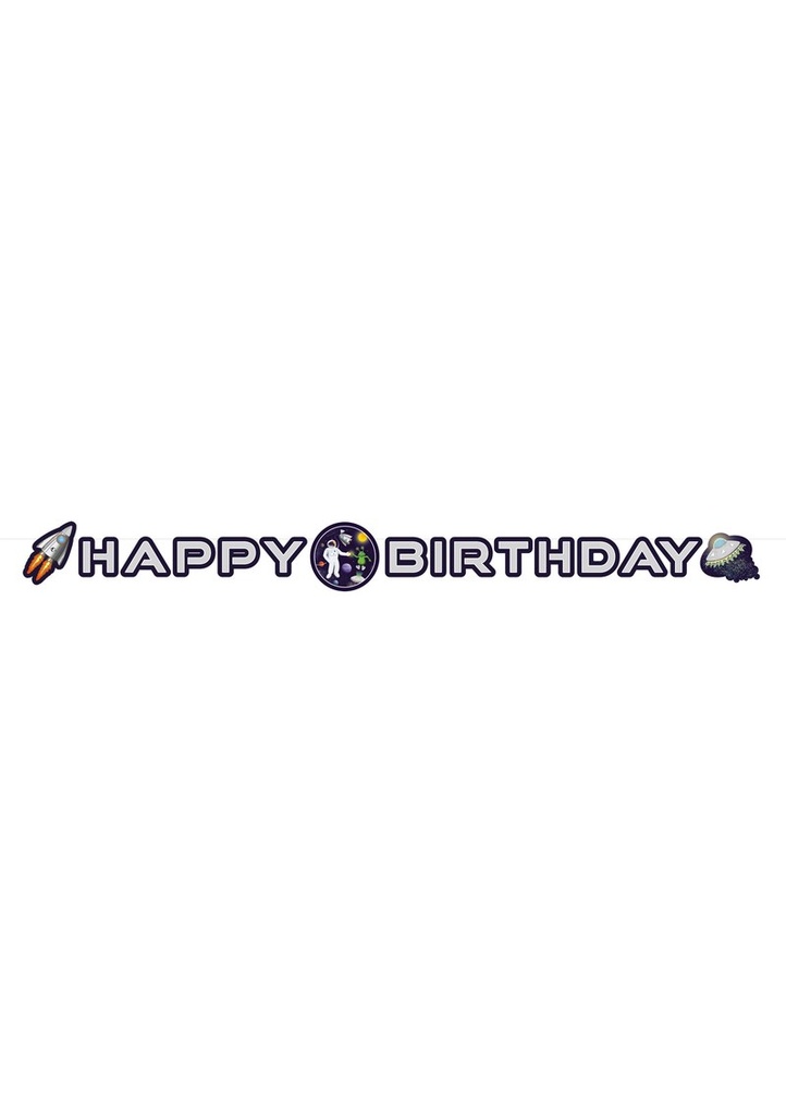 Space Party Happy Birthday Bannner - 192 x 12cm