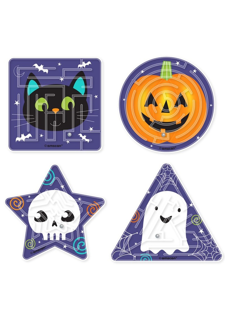 Halloween Assoerted Maze Puzzles Party Favours - 4pk