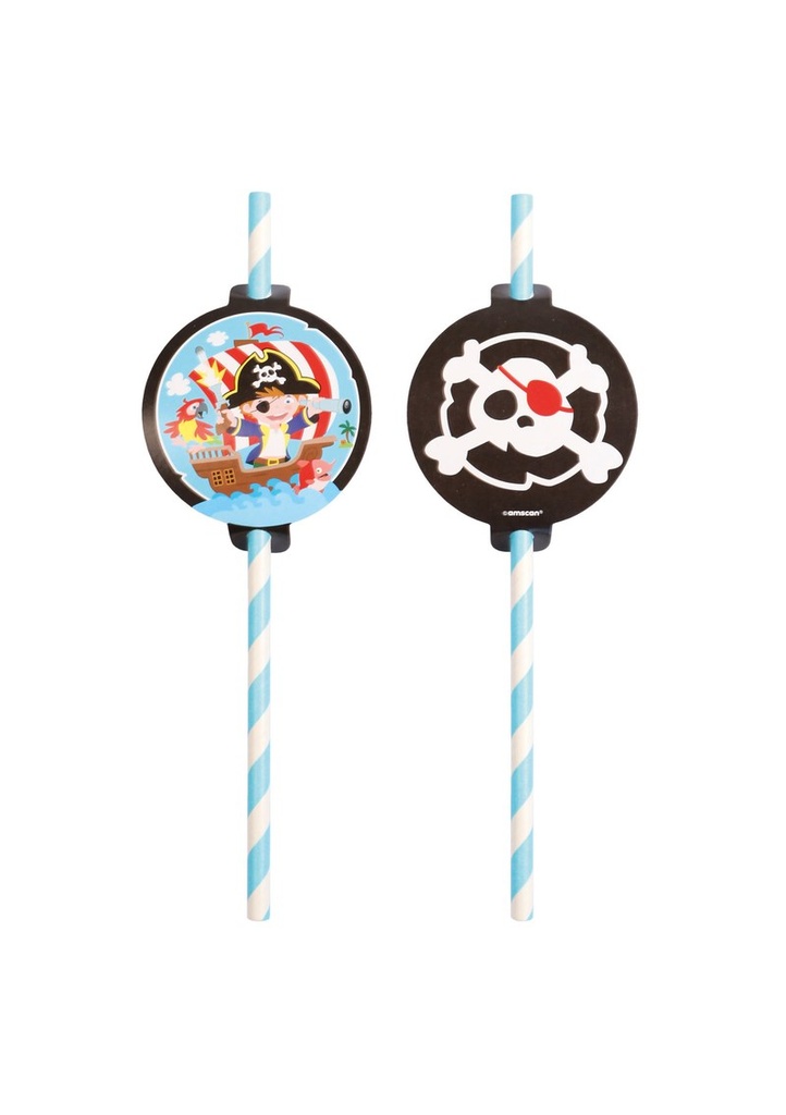 Pirate Paper Drinking Straws 19,7cm - 8pk