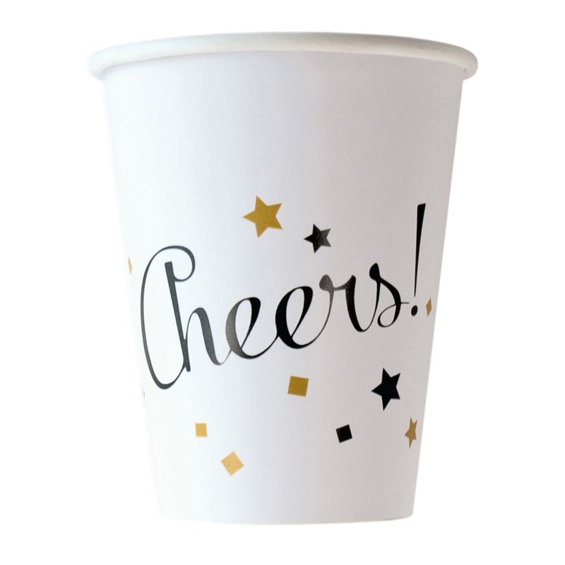 Cheers Paper Cups Golden Wishes 250ml - 8pk