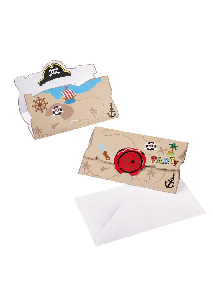 Pirate Invitations & Envelopes ((7.9cm x 14.1cm) - 8pk