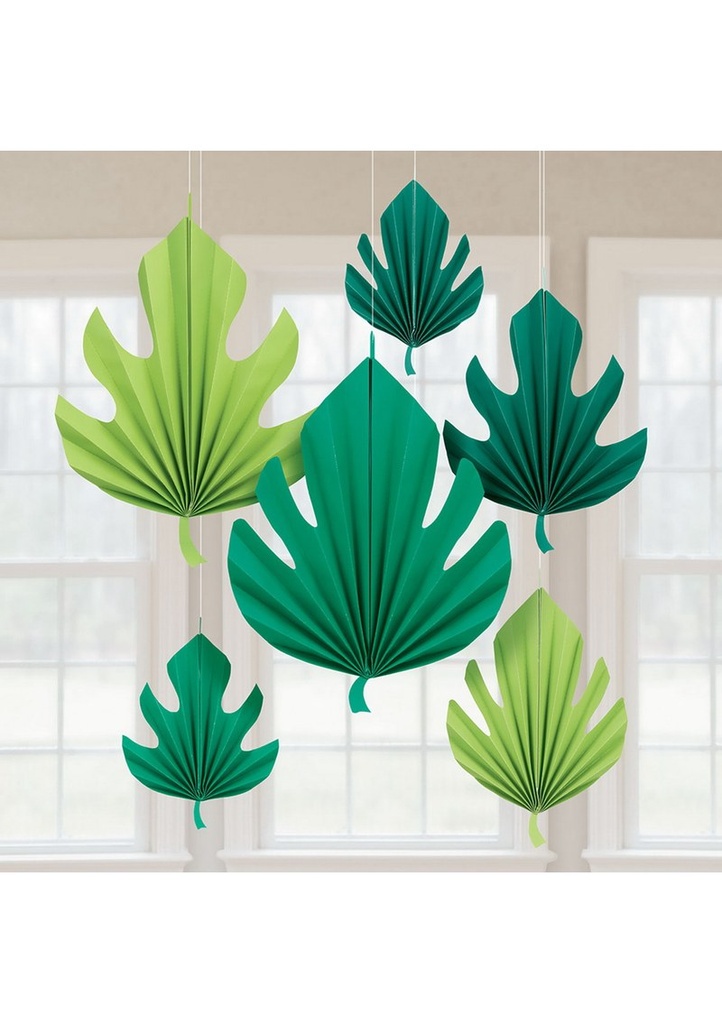 Palm Leaf Paper Fan Decorations 20.3cm (30.4cm / 40.6cm) - 6pk