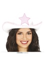 White & Pink Cowgirl / Cowboy Hat with Star - Adult One Size