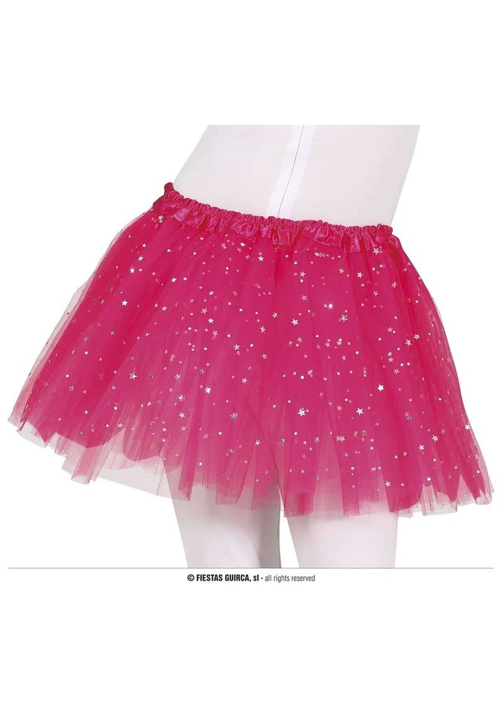 Tutu With Stars Fuchsia 30cm - Child One Size