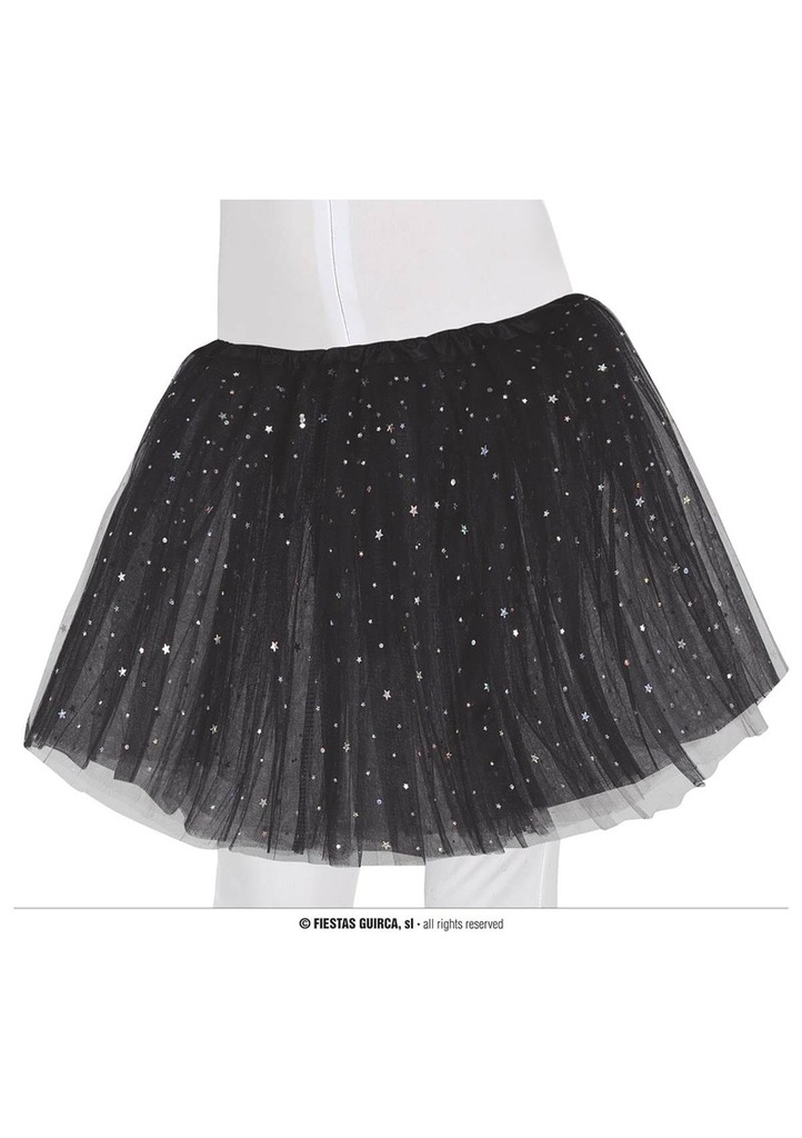 Tutu With Stars Black 30cm - Child One Size