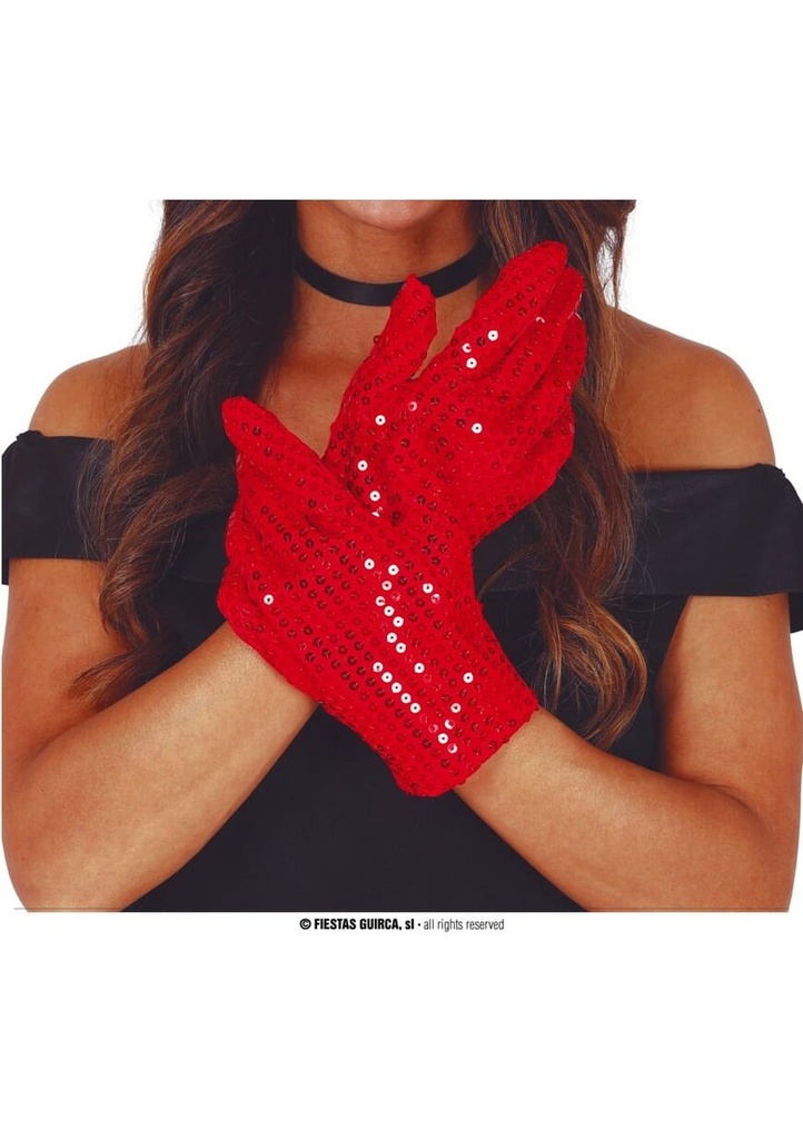 Red Sequin Gloves - 22cm