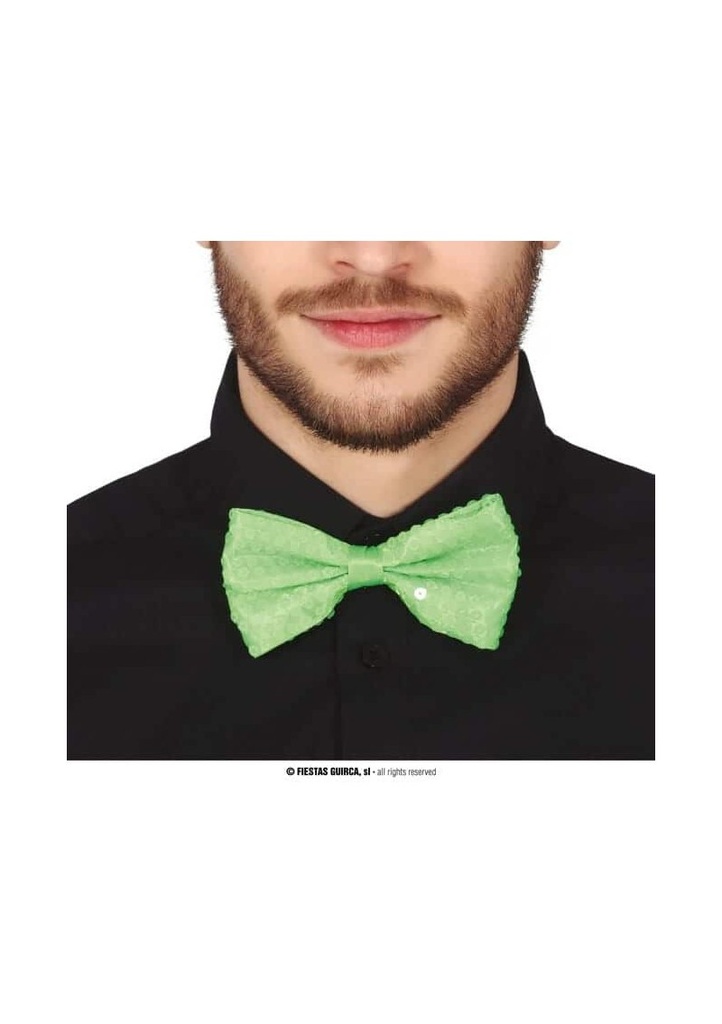 Sequin Bow Tie Neon Green - 13cm