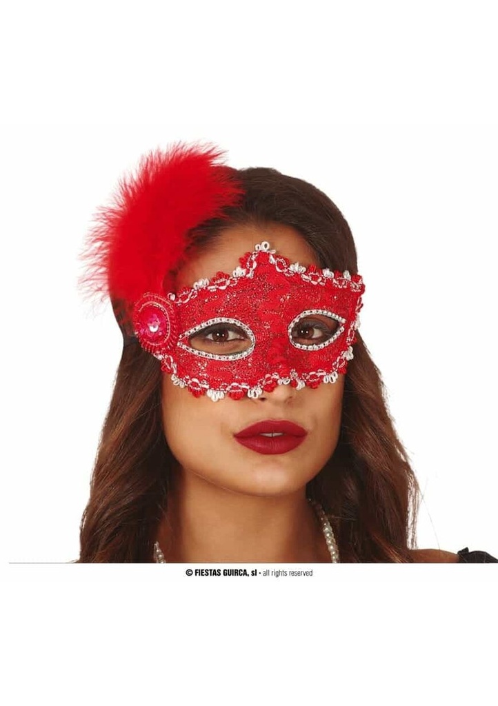 Red Mask With Feathers