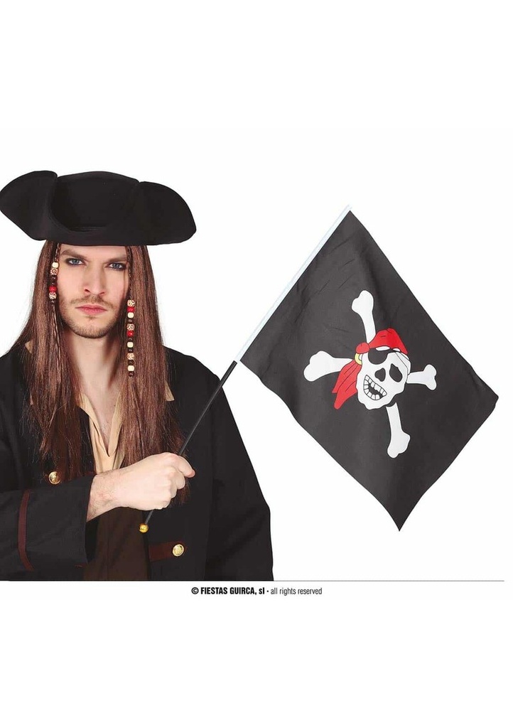 Pirate Flag With Pole 42x30cm
