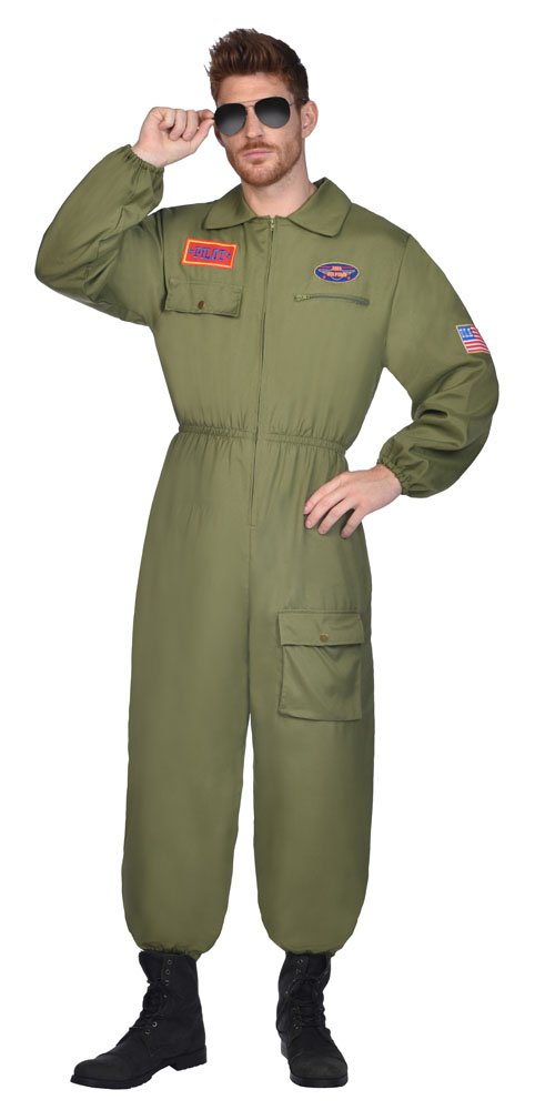Fighter Pilot Jumpsuit Man Costume - Adult Size Medium
