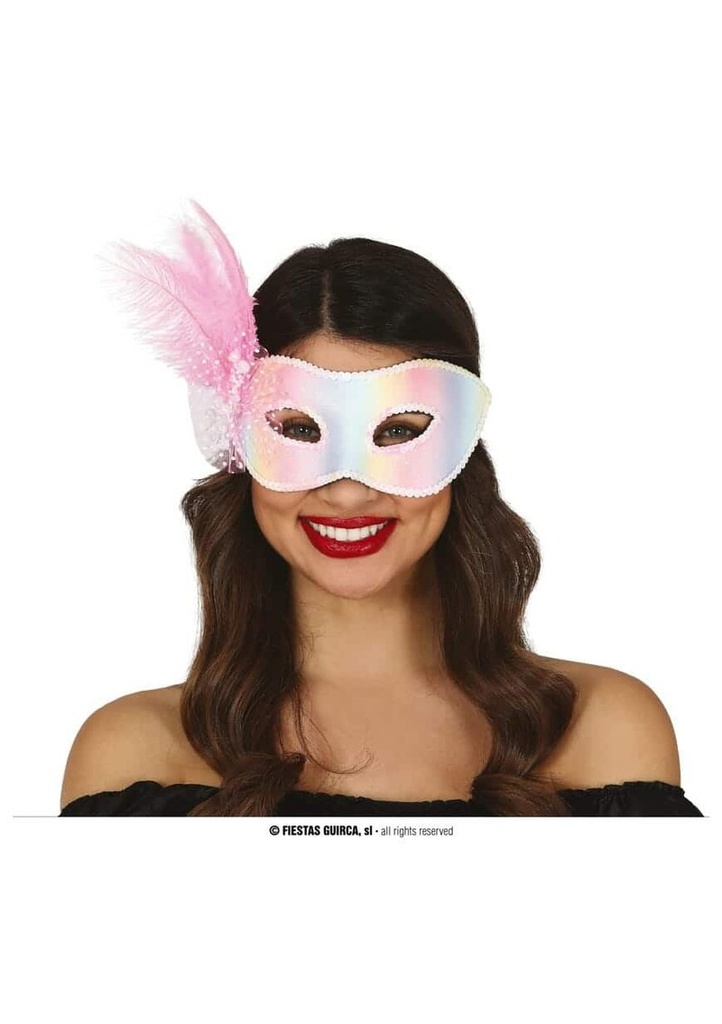 Pink Mask With Feathers