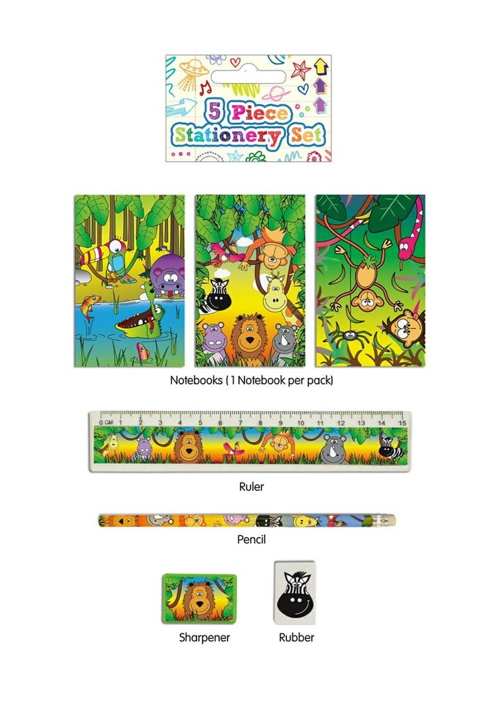 [S51073] Party Favor Jungle Stationery Set - 5pk