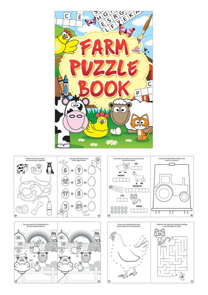 [S35300] Mini Party Favor Farm Puzzle Books (10.5x14.5cm)