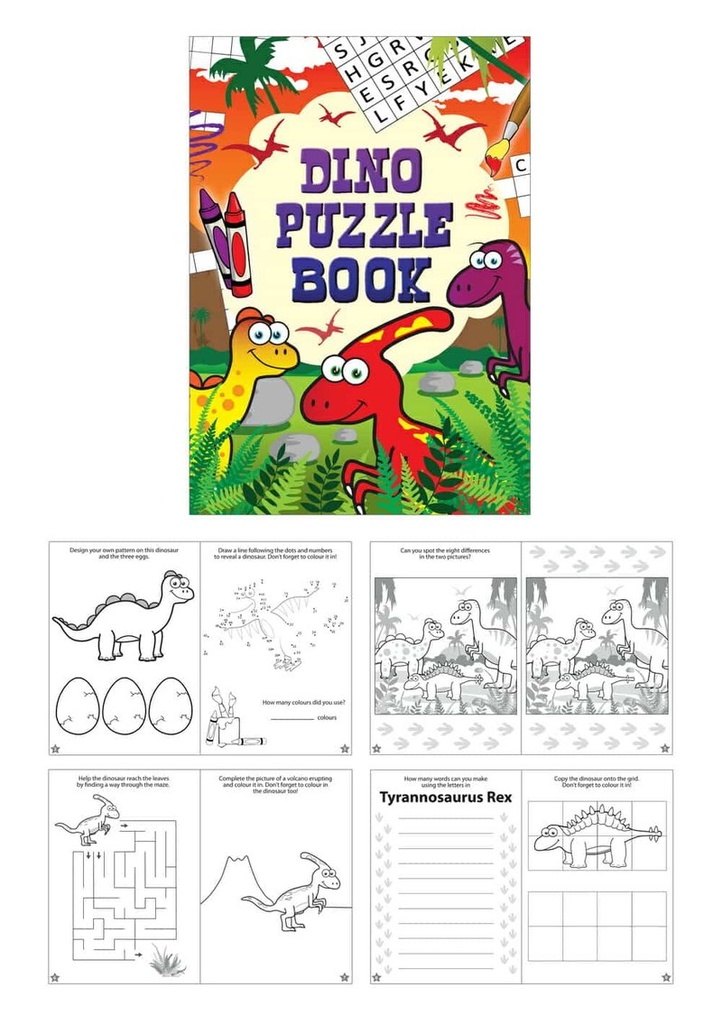 Mini Party Favor Book Fun Dinosaur Puzzle 10.5cm x 14.5cm
