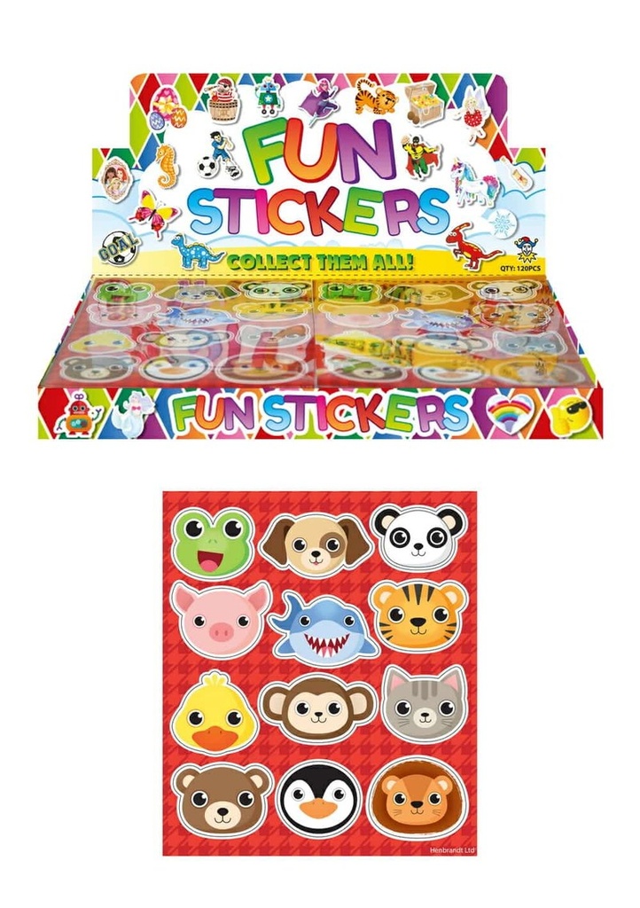 Mini Party Favor Animal Sticker Sheet (10cm x 11.5cm) - 1pk