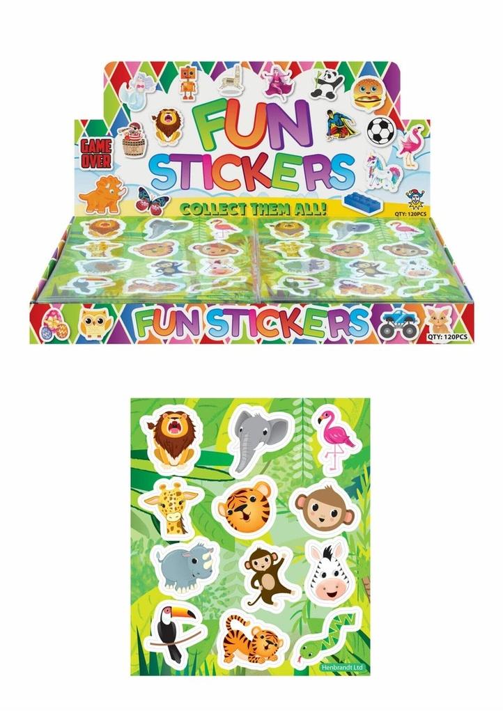 [N51060] Mini Party Favor Jungle Sticker Sheets (10cm x 11.5cm) - 1pk