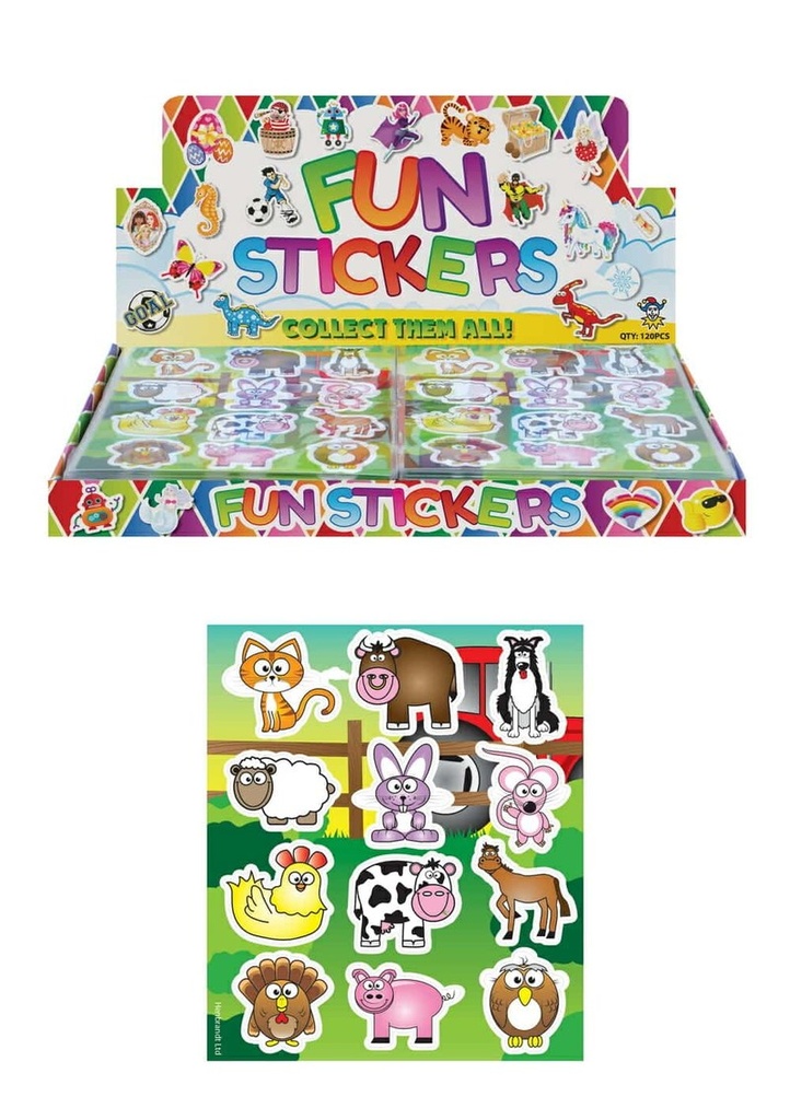 Mini Party Favor Farm Animal Sticker Sheets (10cm x 11.5cm) - 1pk