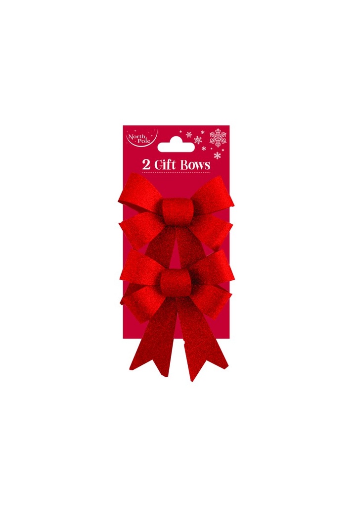 Glitter Bow Red - 2pk