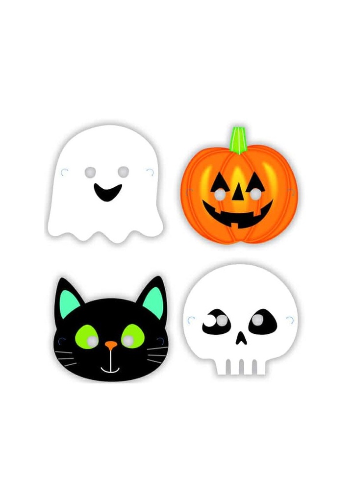 Halloween Friends Paper Masks 16 x 23cm - 8pk