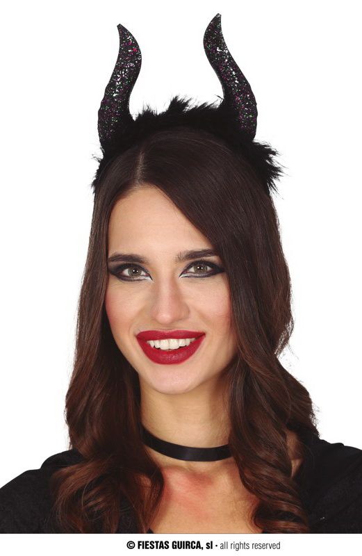 Black Glitter Horns Headband
