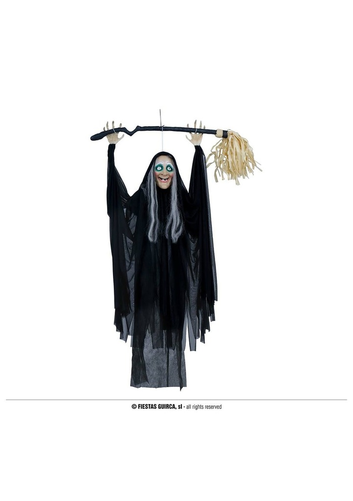Hanging Witch With Light, Sound & Movement - 110cm